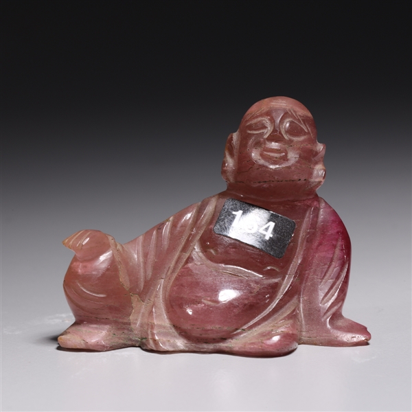 Appraisal: Old Chinese pink tourmaline carved reclining figure W