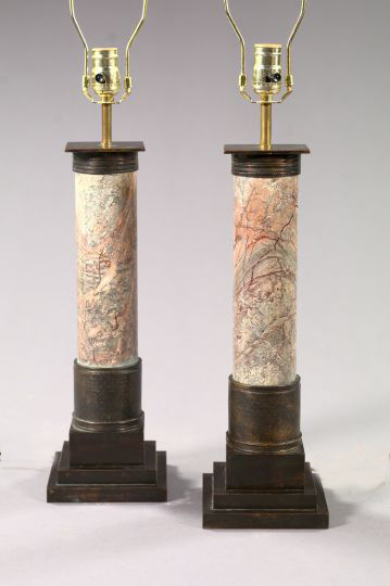 Appraisal: Pair of Brass-Mounted Languedoc Marble Balustrade Colonnettes first quarter th