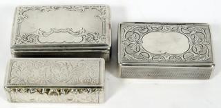 Appraisal: GROUP OF AUSTRO-HUNGARIAN SILVER SNUFF BOXES PIECES L TO A