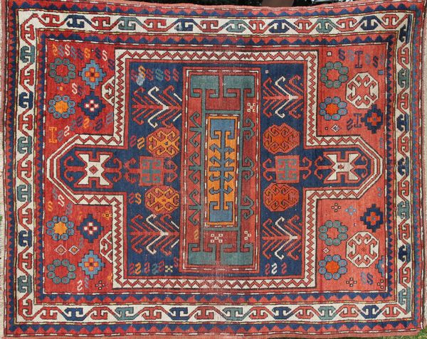 Appraisal: Antique Kazak Double Prayer rug ' x ' Good condition