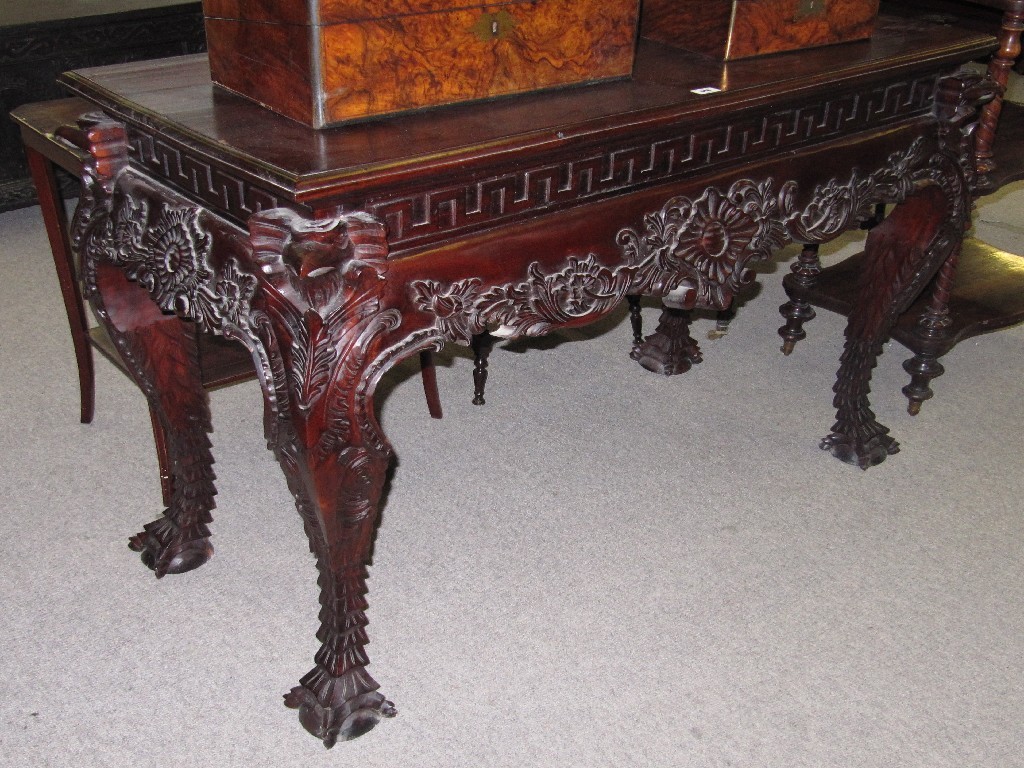 Appraisal: Reproduction carved mahogany hall table