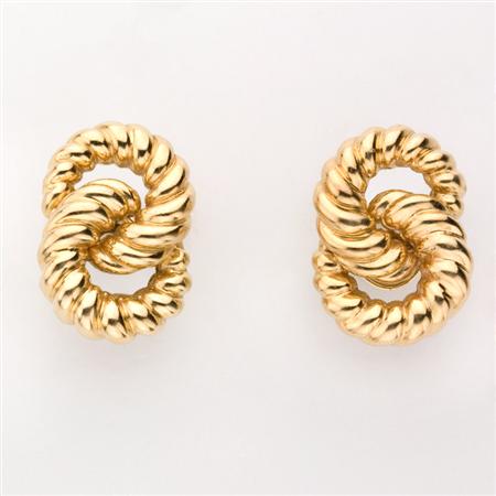 Appraisal: Pair of Gold Earclips Estimate -