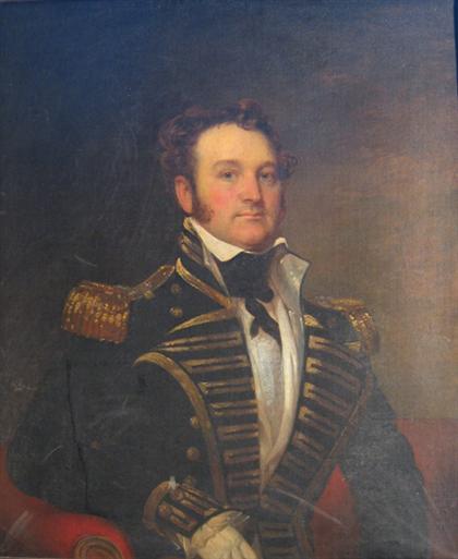 Appraisal: CONTINENTAL SCHOOL th century PORTRAIT OF NAVAL CAPTAIN Oil on