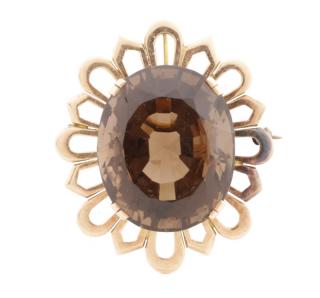 Appraisal: Vintage Smoky Quartz k Rose Gold Brooch ctw A ladies