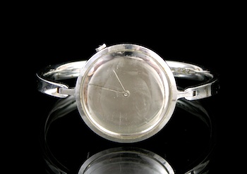 Appraisal: George Jensen Stainless Steel Bracelet Watch Round case with silvered