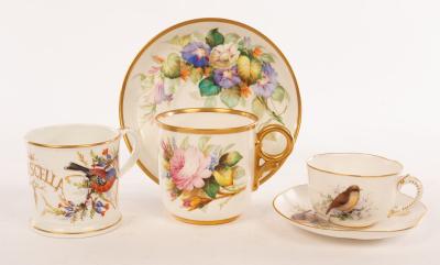 Appraisal: A Royal Worcester cup and saucer painted brightly coloured flowers