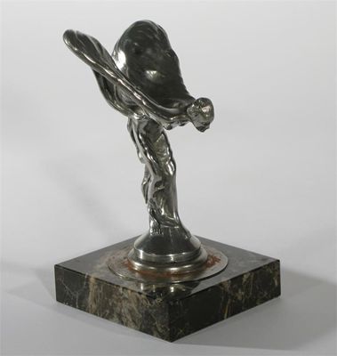 Appraisal: Figure of Ecstasy' a silvered metal car mascot for Rolls