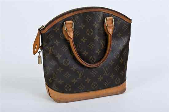 Appraisal: LOUIS VUITTON LEATHER LOCKIT BAG Brown cotton fabric interior with