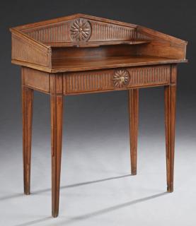 Appraisal: French Louis XVI Style Carved Walnut Writing Table French Louis