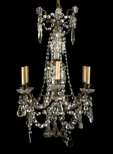 Appraisal: Northern European Gilt-Brass and Cut Glass Six-Light Chandelier first quarter