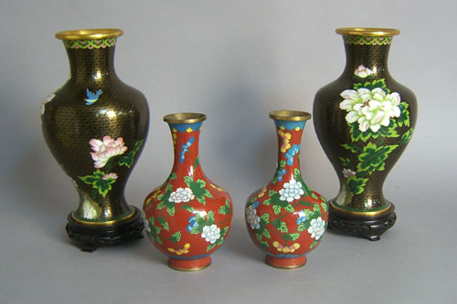 Appraisal: Two pair of Chinese cloisonn vases h h