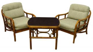 Appraisal: RATTAN FRAMED FICKS REED CHAIRS SIDE TABLE lot of Rattan