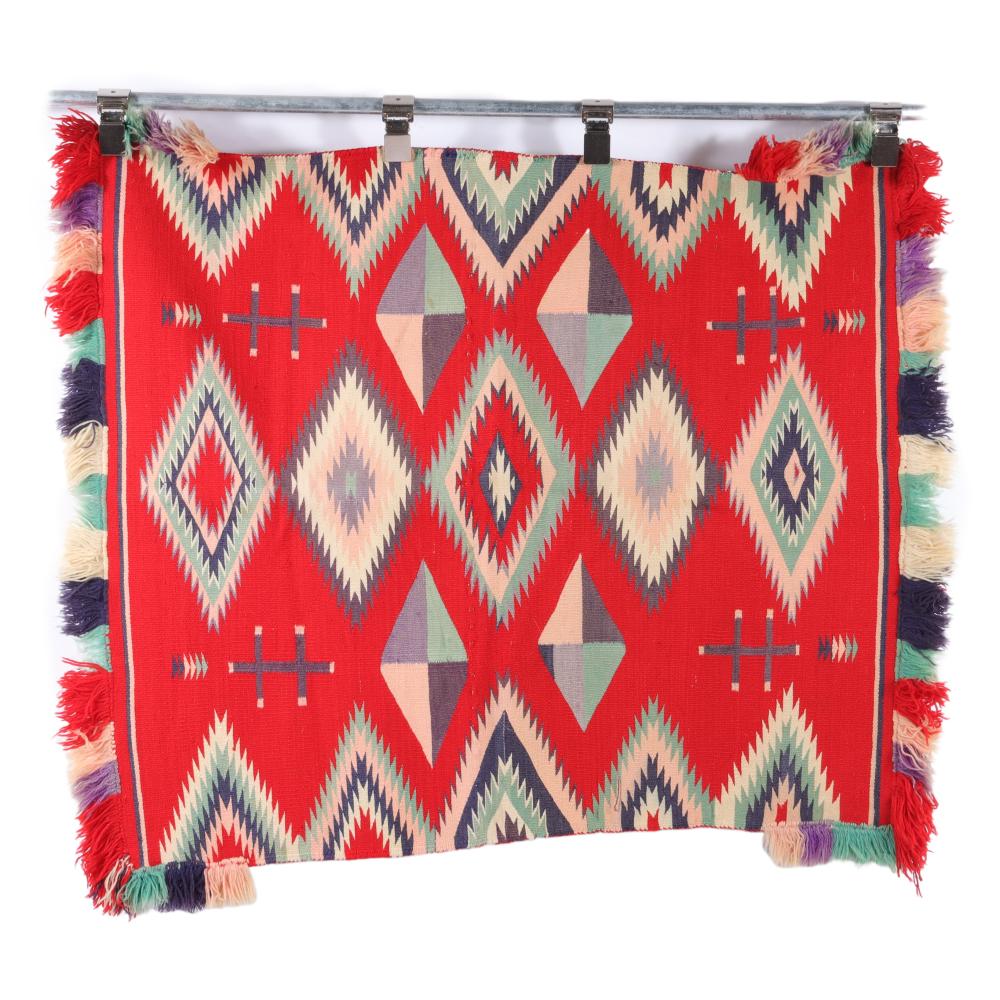 Appraisal: HISTORIC NAVAJO GERMANTOWN SUNDAY SADDLE BLANKET C X Historic Navajo