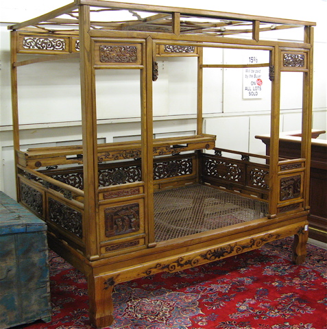 Appraisal: CHINESE YUMU WEDDING BED with large rectangular platform under an