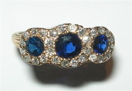 Appraisal: A late Victorian sapphire and diamond set cluster ring set