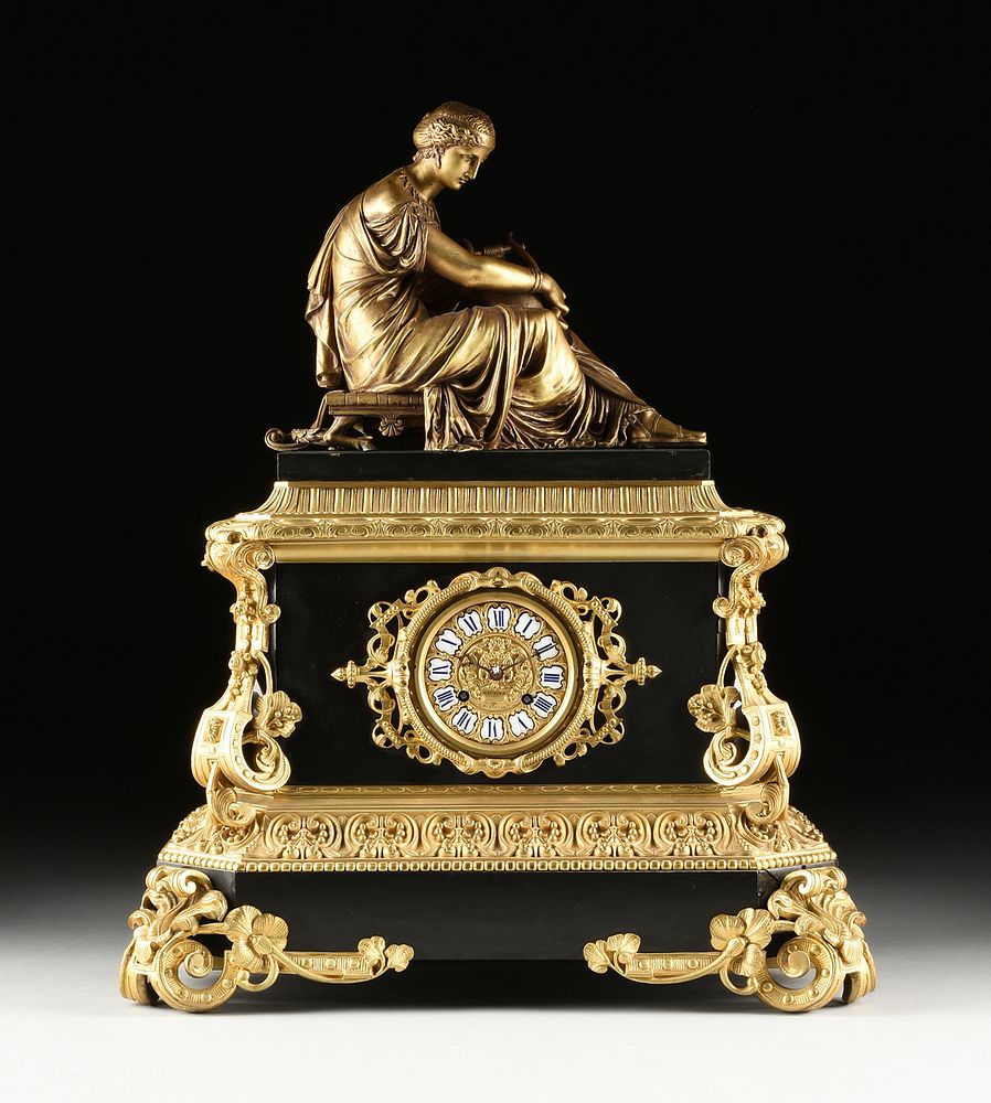 Appraisal: A NAPOLEON III GILT AND PATINATED BRONZE FIGURAL MANTLE CLOCK