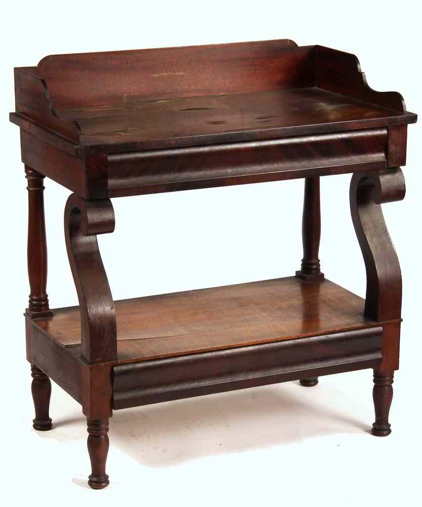 Appraisal: EMPIRE SERVER - American Empire Period Mahogany Veneer Serving Stand