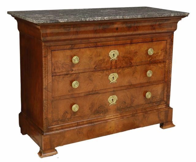 Appraisal: French Charles X period figured walnut commode first half th