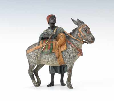 Appraisal: Bergman Austrian Cold Painted Bronze Figure Arab rider ready to