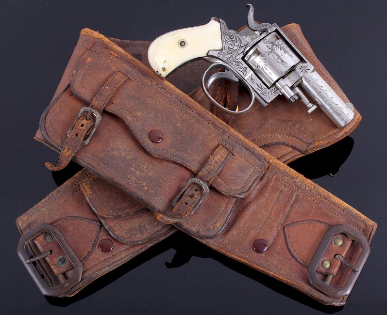 Appraisal: RARE Engraved Western Bulldog Revolver Holster For bidding in this