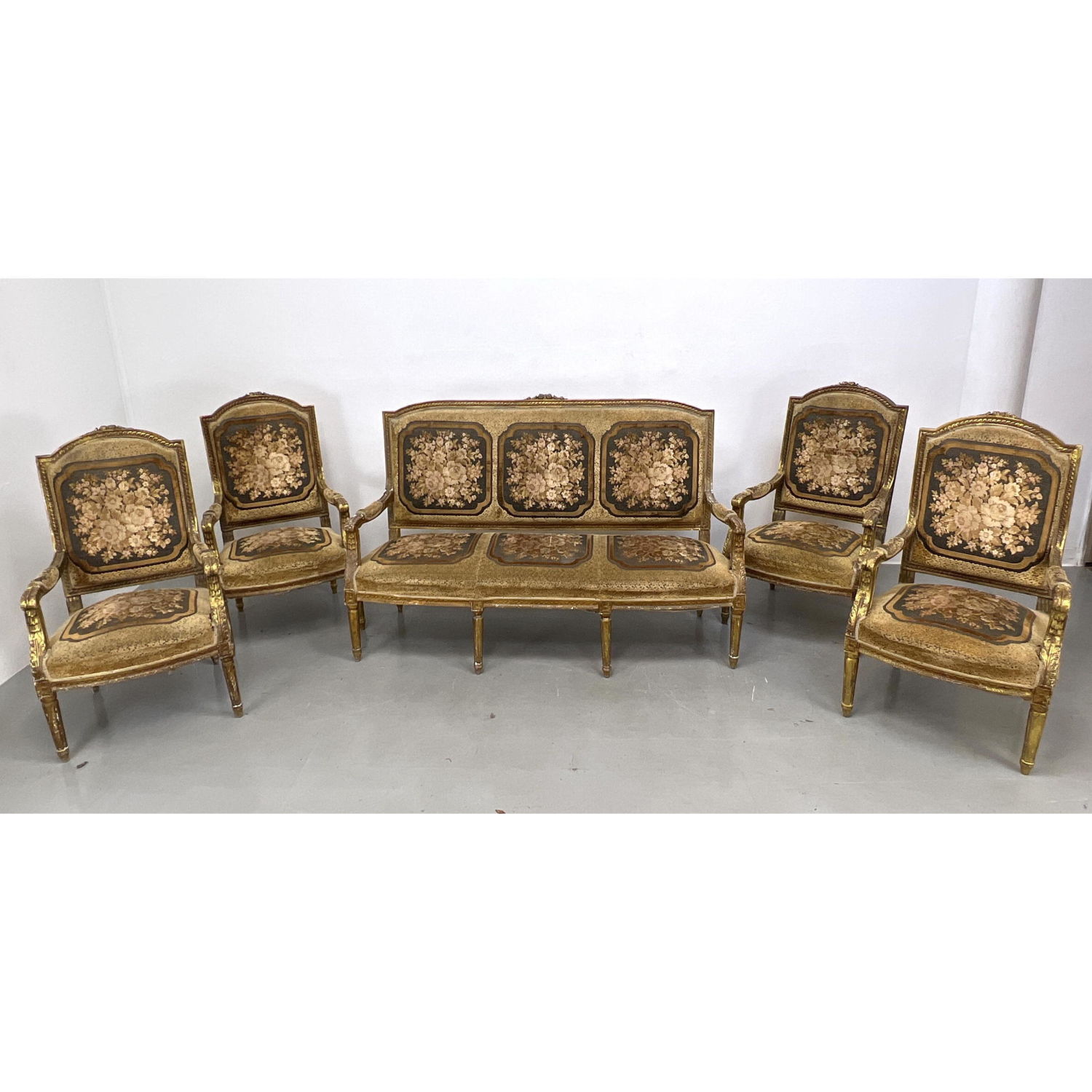 Appraisal: pc Gilt Louis the XVI salon suite Sofa chairs X