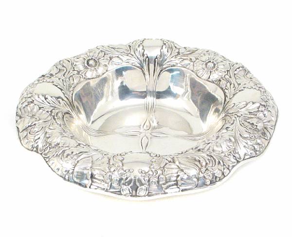 Appraisal: A sterling bowl with floral embossed borderGorham Mfg Co Providence