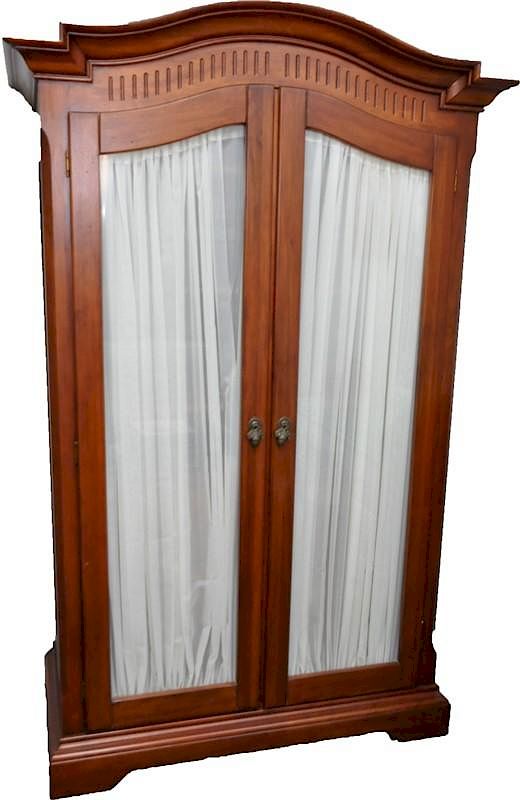 Appraisal: TRADITIONAL GLASS FRONT LINEN PRESS ARMOIRE Classic Traditional Glass Front