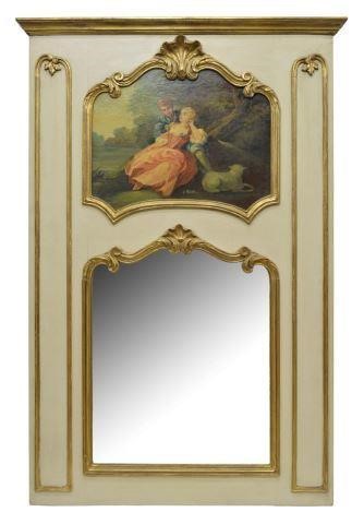 Appraisal: Louis XVI style trumeau mirror th c painting of courting