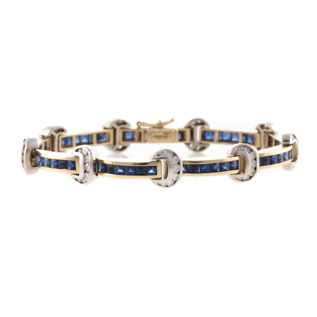 Appraisal: A Lady's K Very Fine Sapphire Diamond Bracelet K yellow