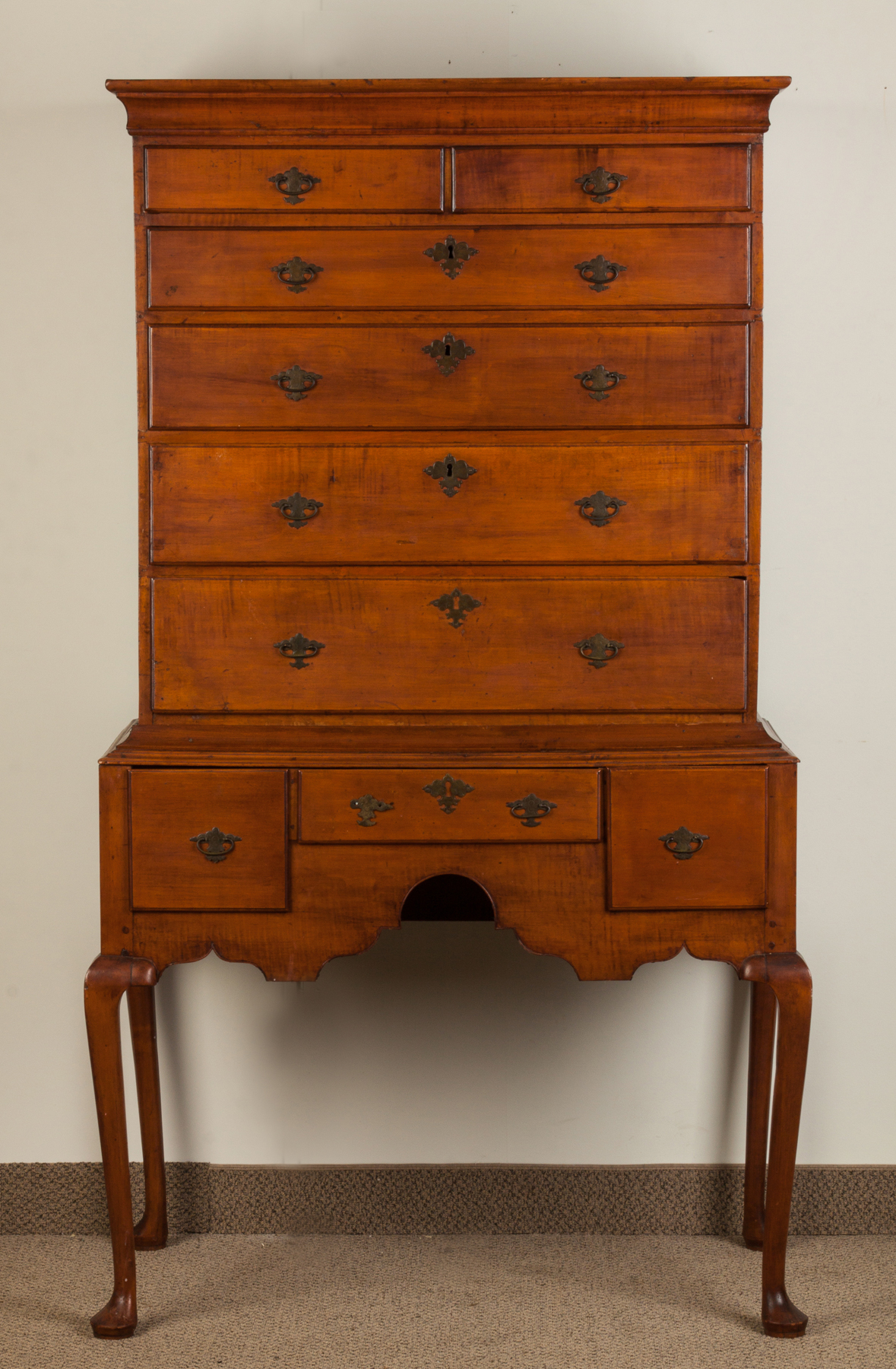 Appraisal: New England Queen Anne Maple Highboy th century