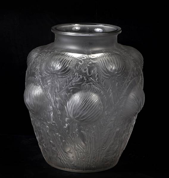 Appraisal: A Lalique molded frosted glass vase Domremy engraved R Lalique