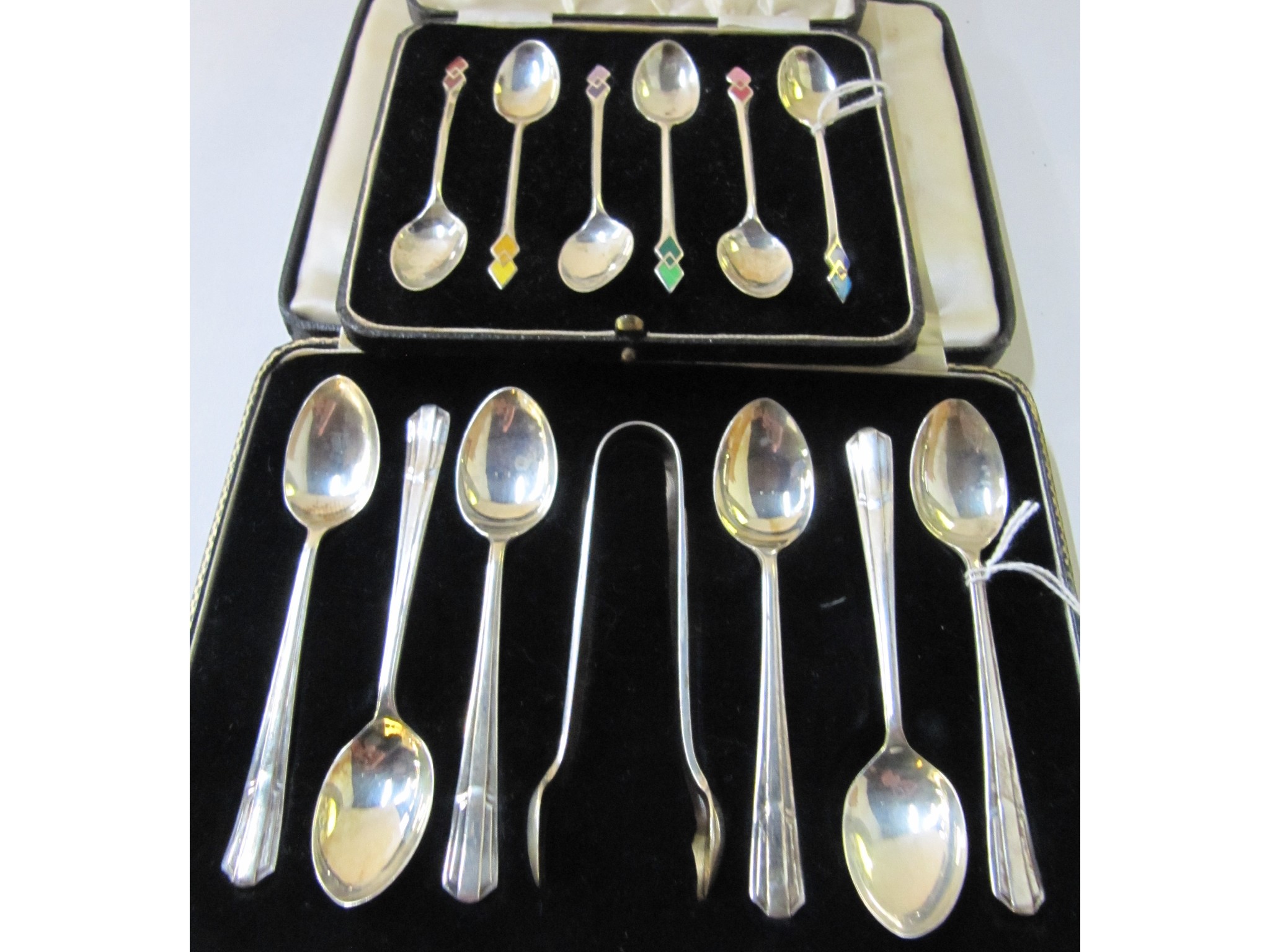 Appraisal: A lot comprising a cased set of six silver coffee