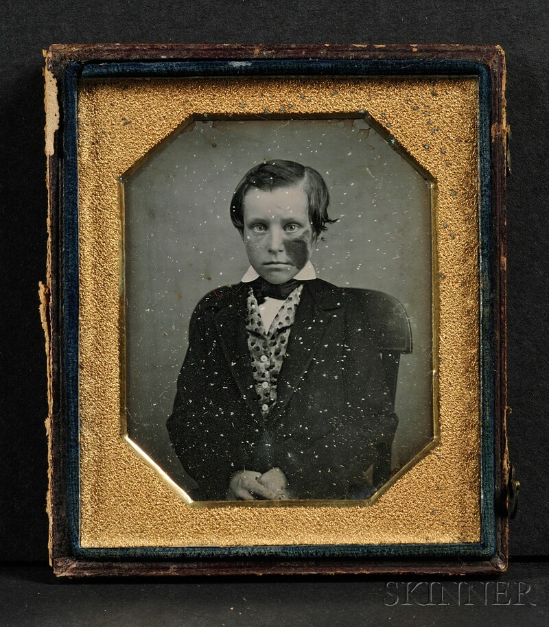 Appraisal: Sixth Plate Daguerreotype Portrait of a Boy with a Port