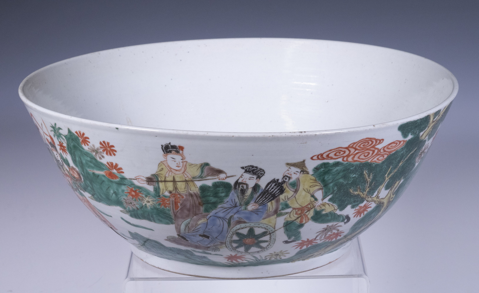 Appraisal: CHINESE FAMILLE VERTE PUNCH BOWL Large th c Porcelain Punch