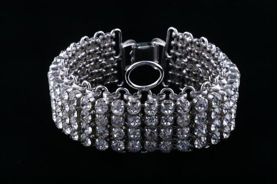 Appraisal: MIKE THE MAGICAT'S RHINESTONE COLLAR Four rows of prong-held matched