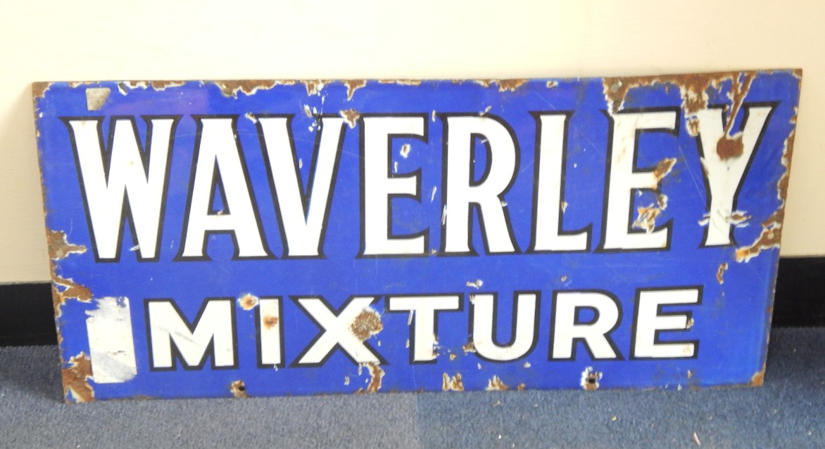 Appraisal: A Waverley Mixture blue and white enamel sign cm x