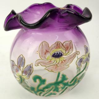 Appraisal: Galle Cristallerie d'E Galle Nancy Enameled Glass Vase Signed Cristallerie