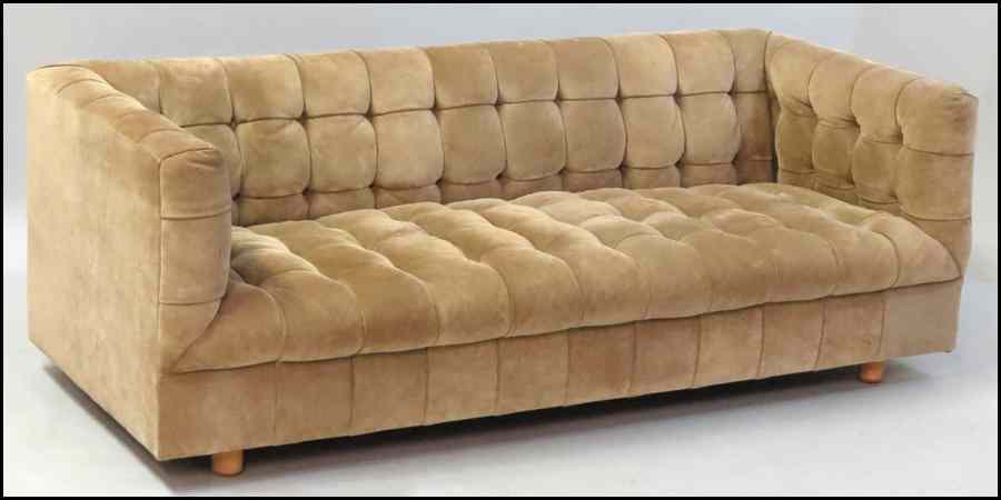 Appraisal: SUEDE UPHOLSTERED SOFA Together with Suede upholstered love seat ''