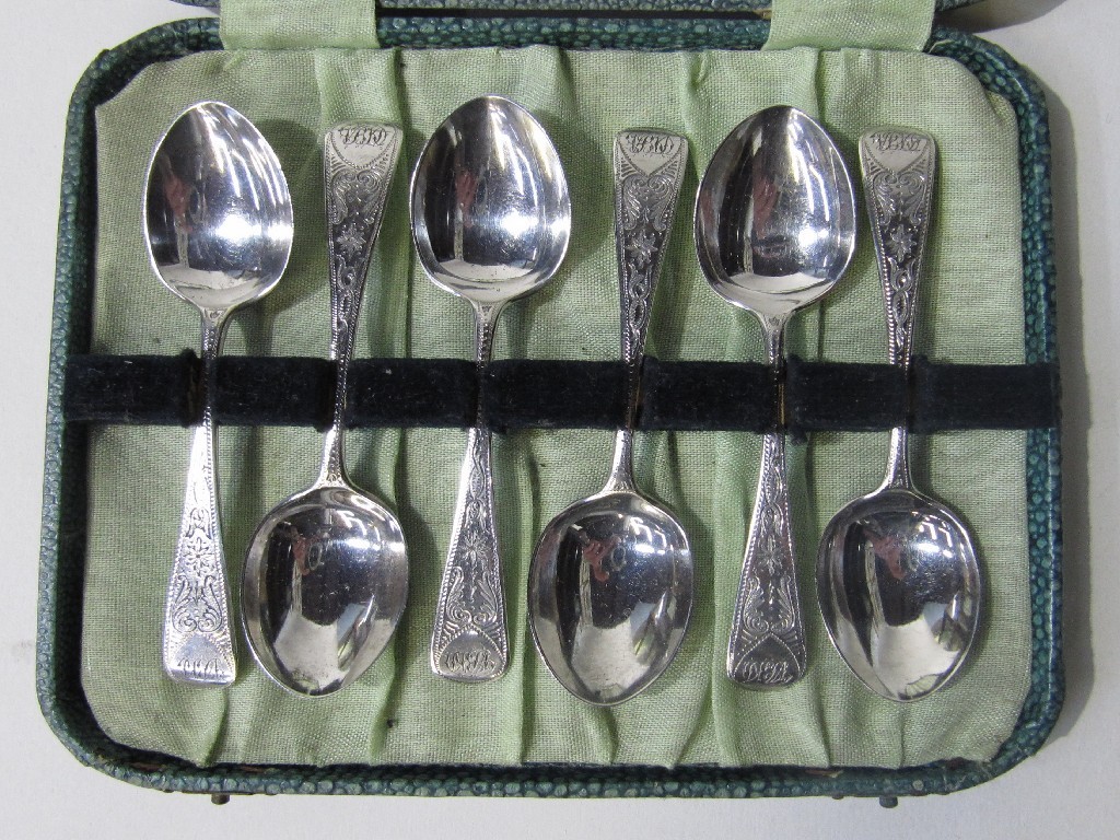 Appraisal: Cased set of six silver spoons London