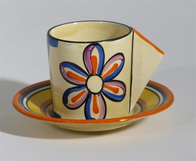 Appraisal: Daisy' a Clarice Cliff Bizarre Conical coffee can and saucer