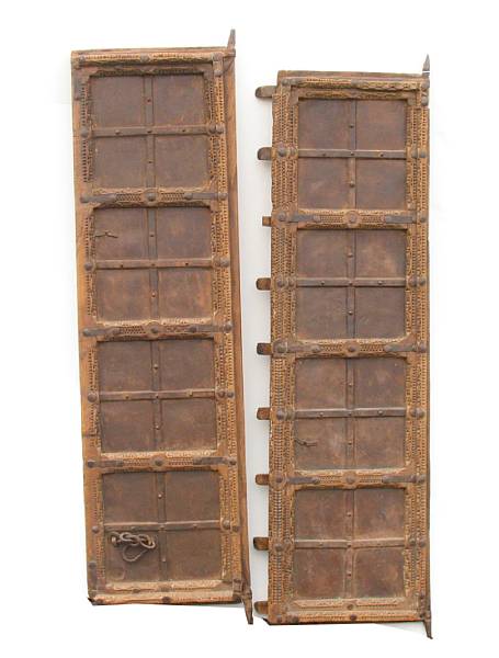 Appraisal: A pair of Spanish Colonial wrought iron mounted doors height