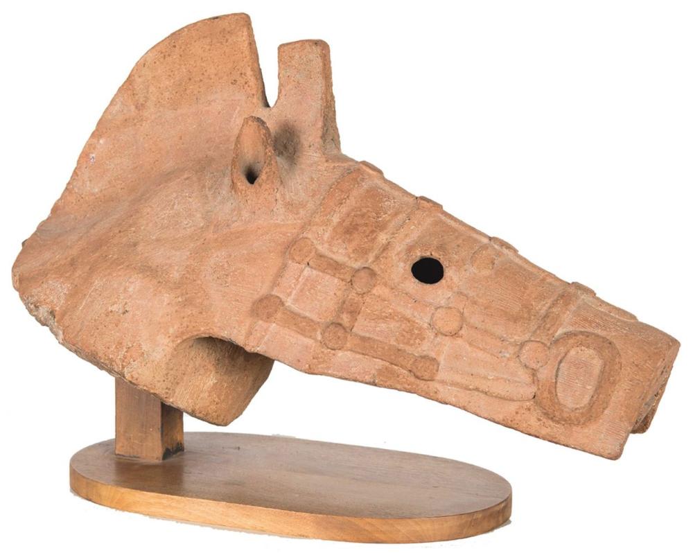 Appraisal: HANIWA EARTHENWARE HORSE HEADKofun Period Provenance The Estate of Mario