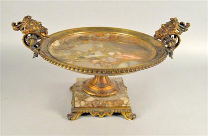 Appraisal: French gilt-bronze and marble tazza th century The circular dished