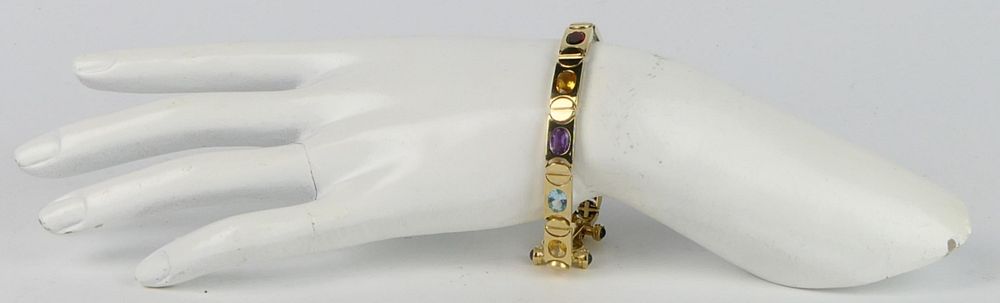 Appraisal: KT Y GOLD GEM STONE BRACELET MANNER OF CARTIER Measures