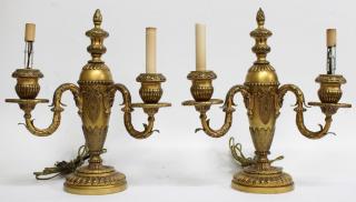 Appraisal: Pair of Empire Each with two radiating foliate candle arms