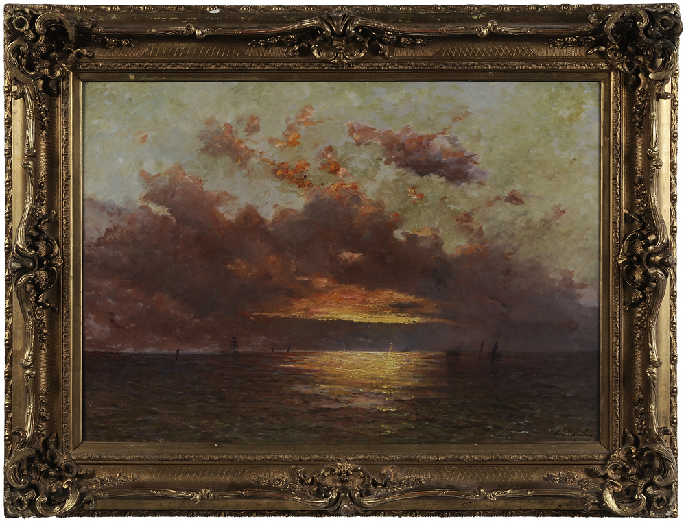 Appraisal: Emile Maillard French - Boats at Sunset signed lower right