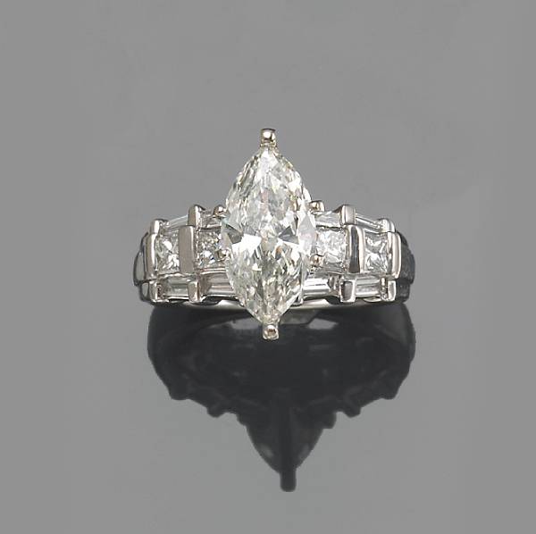 Appraisal: A diamond and platinum ring estimated marquise weight cts estimated