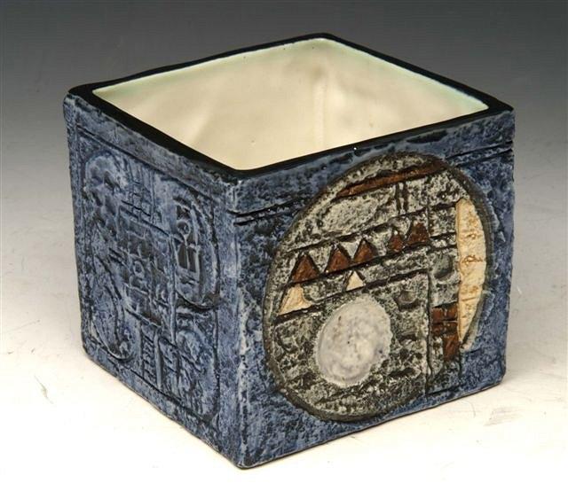 Appraisal: A TROIKA SQUARE VASE with typical geometric decoration marked 'Troika'