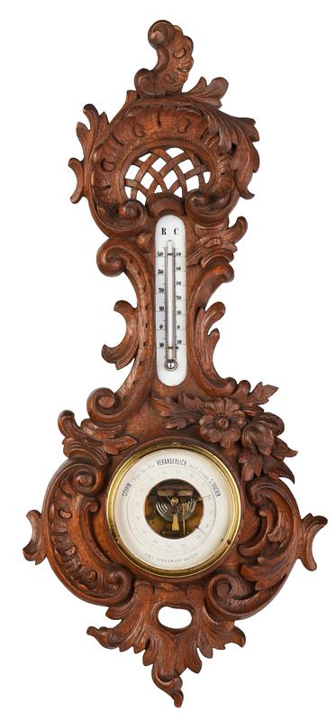 Appraisal: Black Forest Carved Barometer German early th century floral and