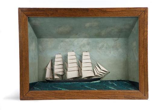 Appraisal: DIORAMA American th century mixed media Carved wooden sailing ship